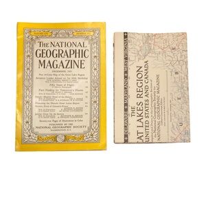 Vintage National Geographic Magazine & Map Insert Great Lakes December 1963